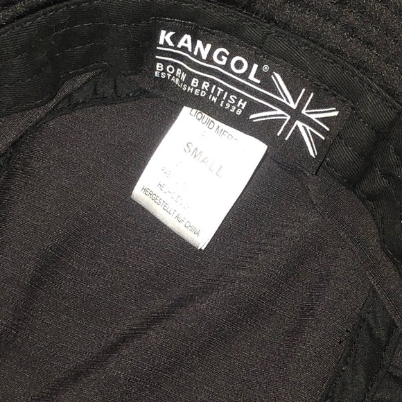 KANGOL Liquid Mercury Shiny Black Bucket Hat Sz Small - Picture 4 of 4